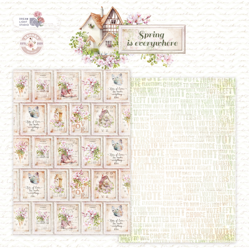картинка Лист двусторонней бумаги DB0020-04 из коллекции "Spring is everywhere", A4, пл. 190 г/м от магазина Компания+