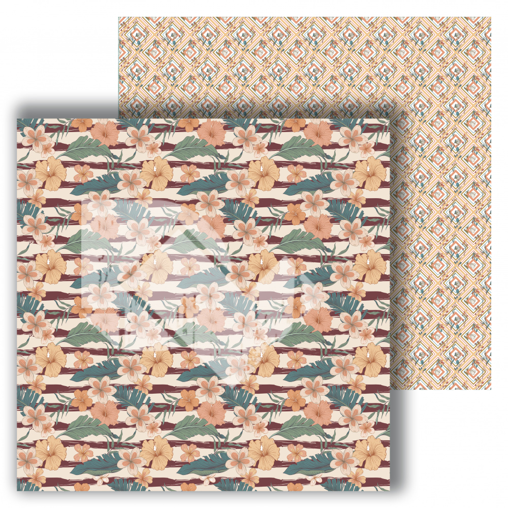 картинка Лист двусторонней бумаги "Узоры" из коллекции "Exotic Flowers", 30,5х30,5 см, пл. 250 г/м от магазина Компания+