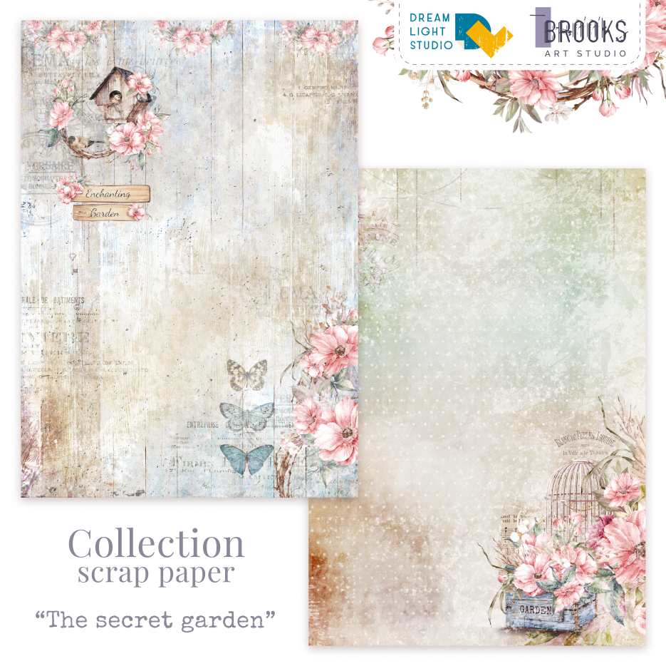 картинка Набор бумаги  "The secret garden" DB0006-A4, A4, 12 двусторонних листов, пл. 250 г/м2 от магазина Компания+