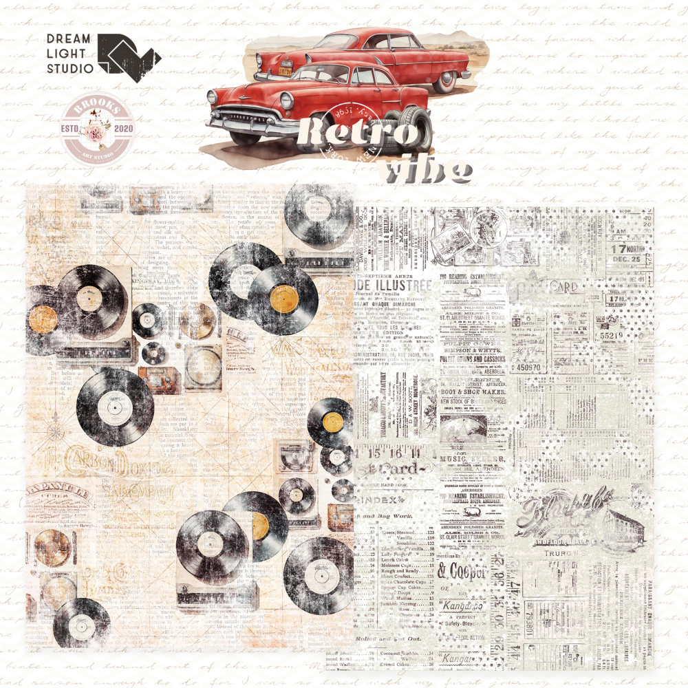 картинка Лист двусторонней бумаги DB0027-03 из коллекции "Retro Vibe", A4, пл. 190 г/м от магазина Компания+