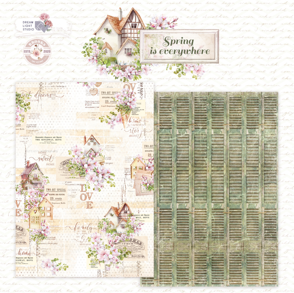 картинка Лист двусторонней бумаги DB0020-02 из коллекции "Spring is everywhere", A4, пл. 190 г/м от магазина Компания+