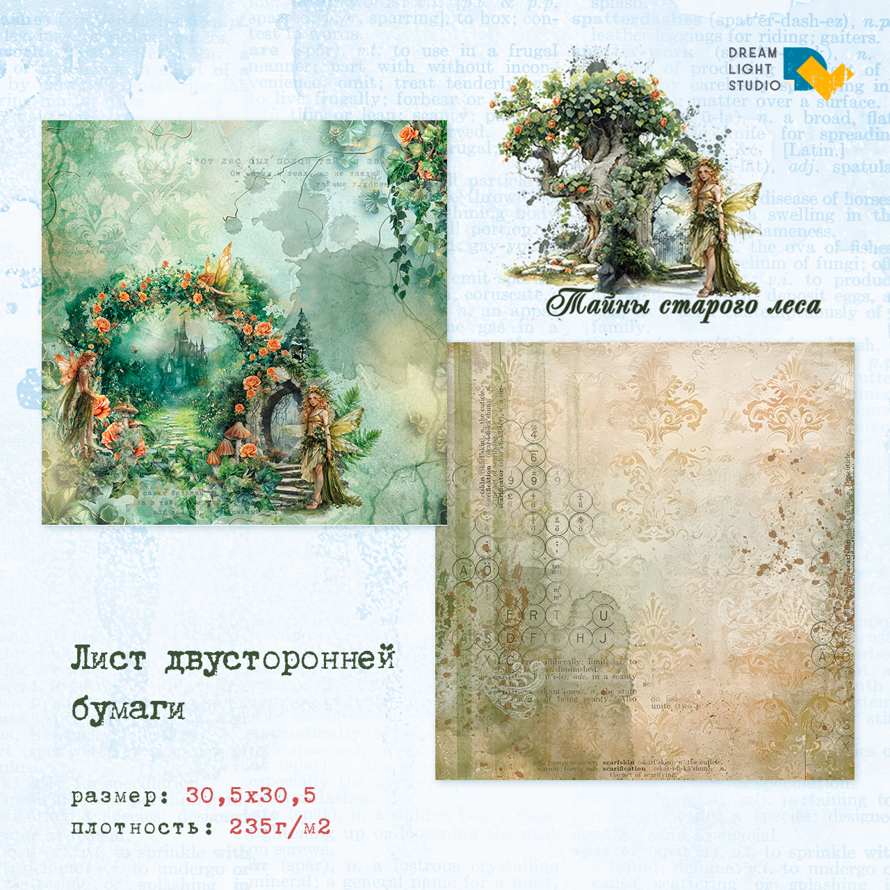 картинка Набор бумаги  "Тайны старого леса" DL0038-00,  30,5х30,5 см, 12 двусторонних листов, пл. 235 г/м2 от магазина Компания+