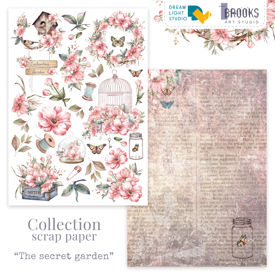 картинка Лист двусторонней бумаги DB0006-06 из коллекции "The secret garden", A4, пл. 250 г/м от магазина Компания+