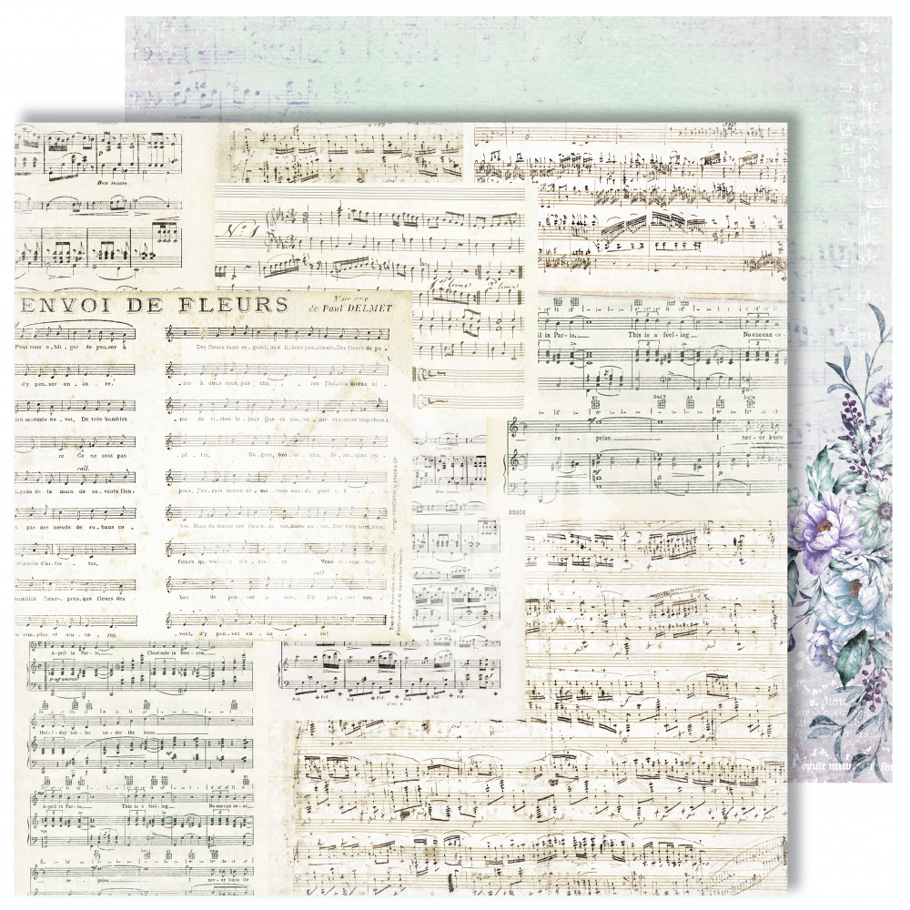 картинка Лист двусторонней бумаги "Music" из коллекции "Flowers Symphony", 30,5х30,5 см, пл. 250 г/м от магазина Компания+