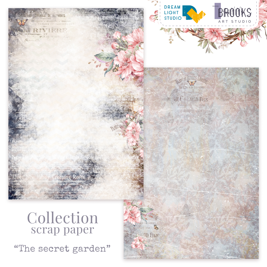 картинка Лист двусторонней бумаги DB0006-02 из коллекции "The secret garden", A4, пл. 250 г/м от магазина Компания+