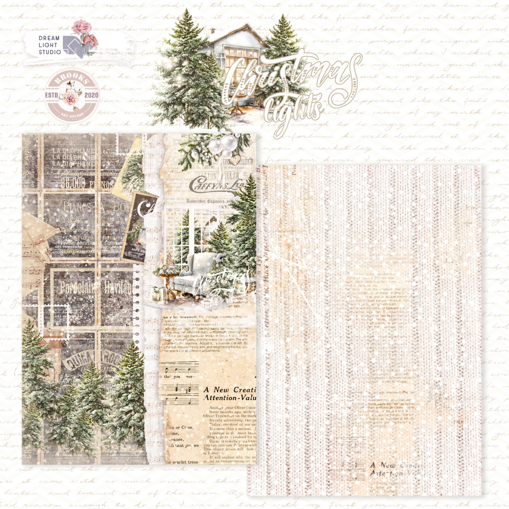 картинка Лист двусторонней бумаги DB0025-02 из коллекции "Christmas lights", A4, пл. 190 г/м от магазина Компания+