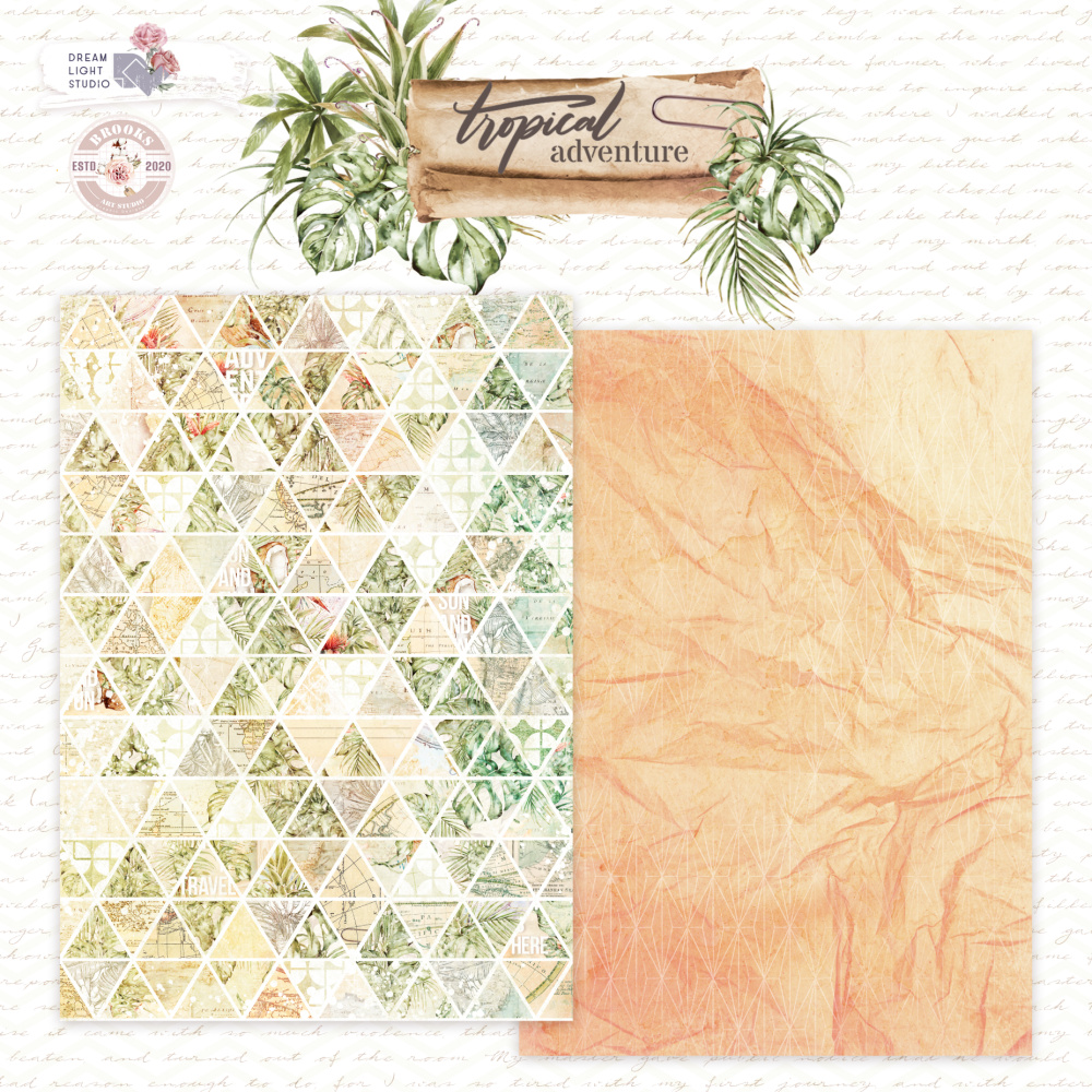 картинка Лист двусторонней бумаги DB0021-03 из коллекции "Tropical adventure", A4, пл. 190 г/м от магазина Компания+