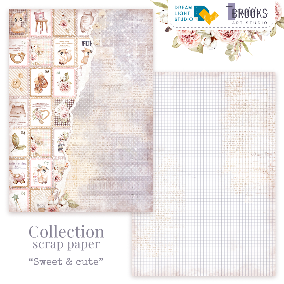 картинка Набор бумаги  "Sweet & cute" DB0008-A4, A4, 12 двусторонних листов, пл. 190 г/м2 от магазина Компания+