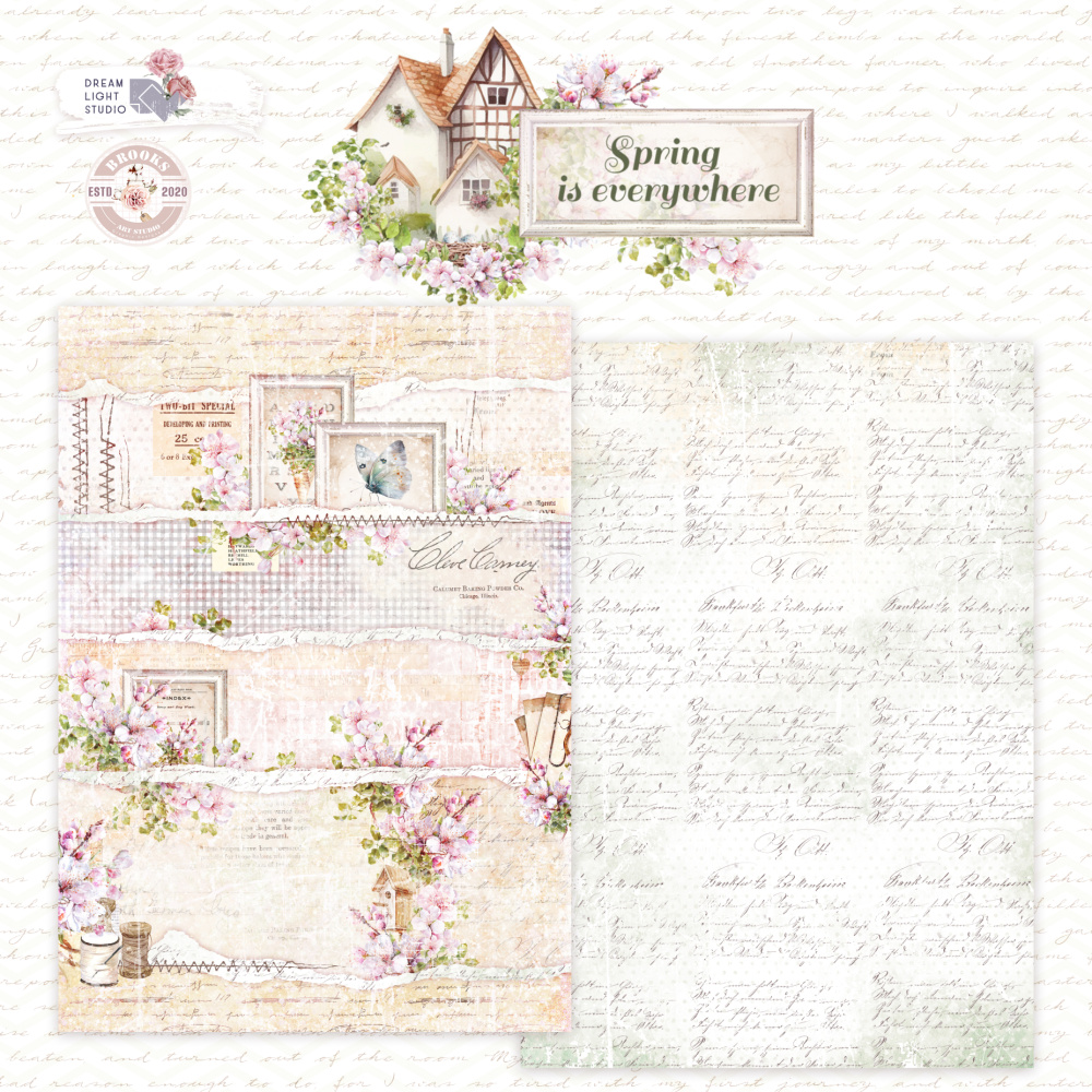 картинка Лист двусторонней бумаги DB0020-05 из коллекции "Spring is everywhere", A4, пл. 190 г/м от магазина Компания+
