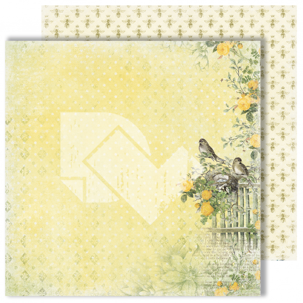 картинка Лист двусторонней бумаги "Bees" из коллекции "Spring holidays", 30,5х30,5 см, пл. 250 г/м от магазина Компания+