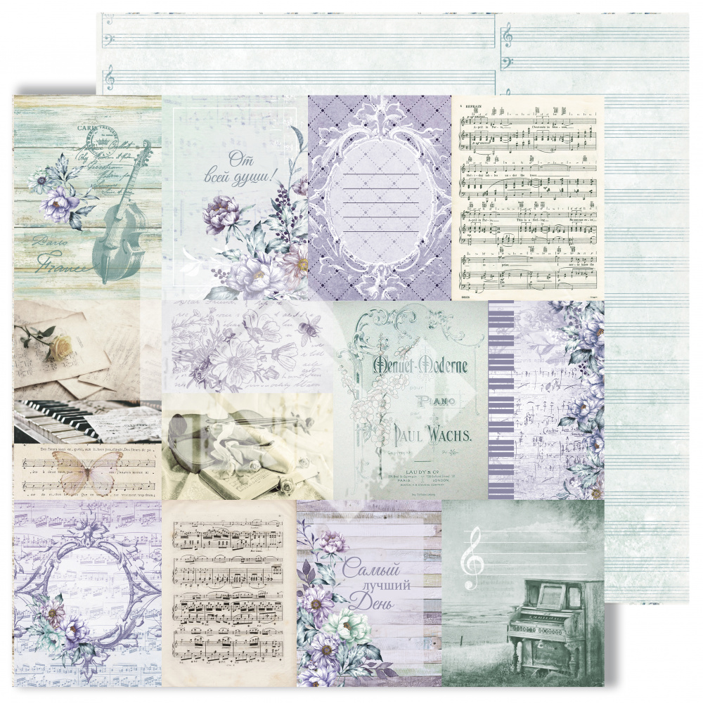 картинка Лист двусторонней бумаги "Cards" из коллекции "Flowers Symphony", 30,5х30,5 см, пл. 250 г/м от магазина Компания+
