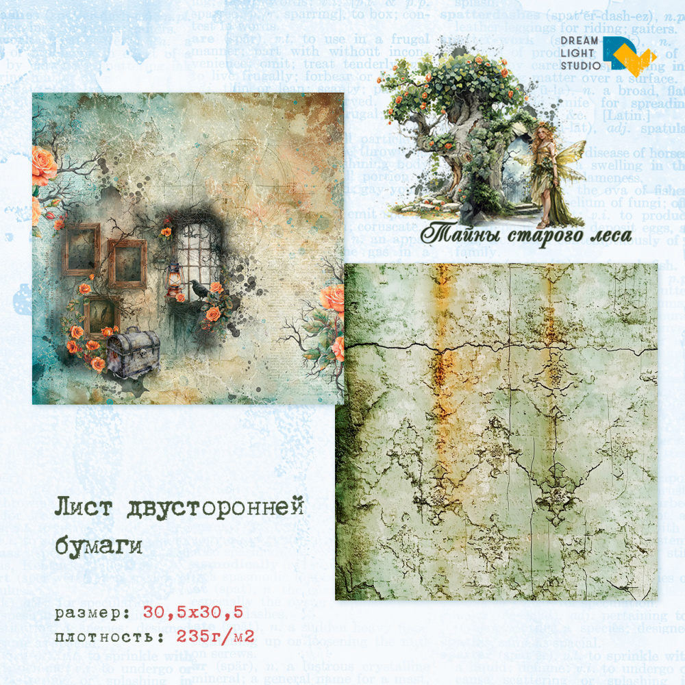 картинка Лист двусторонней бумаги DL0038-05 из коллекции "Тайны старого леса", 30,5х30,5 см, пл. 235 г/м6 от магазина Компания+