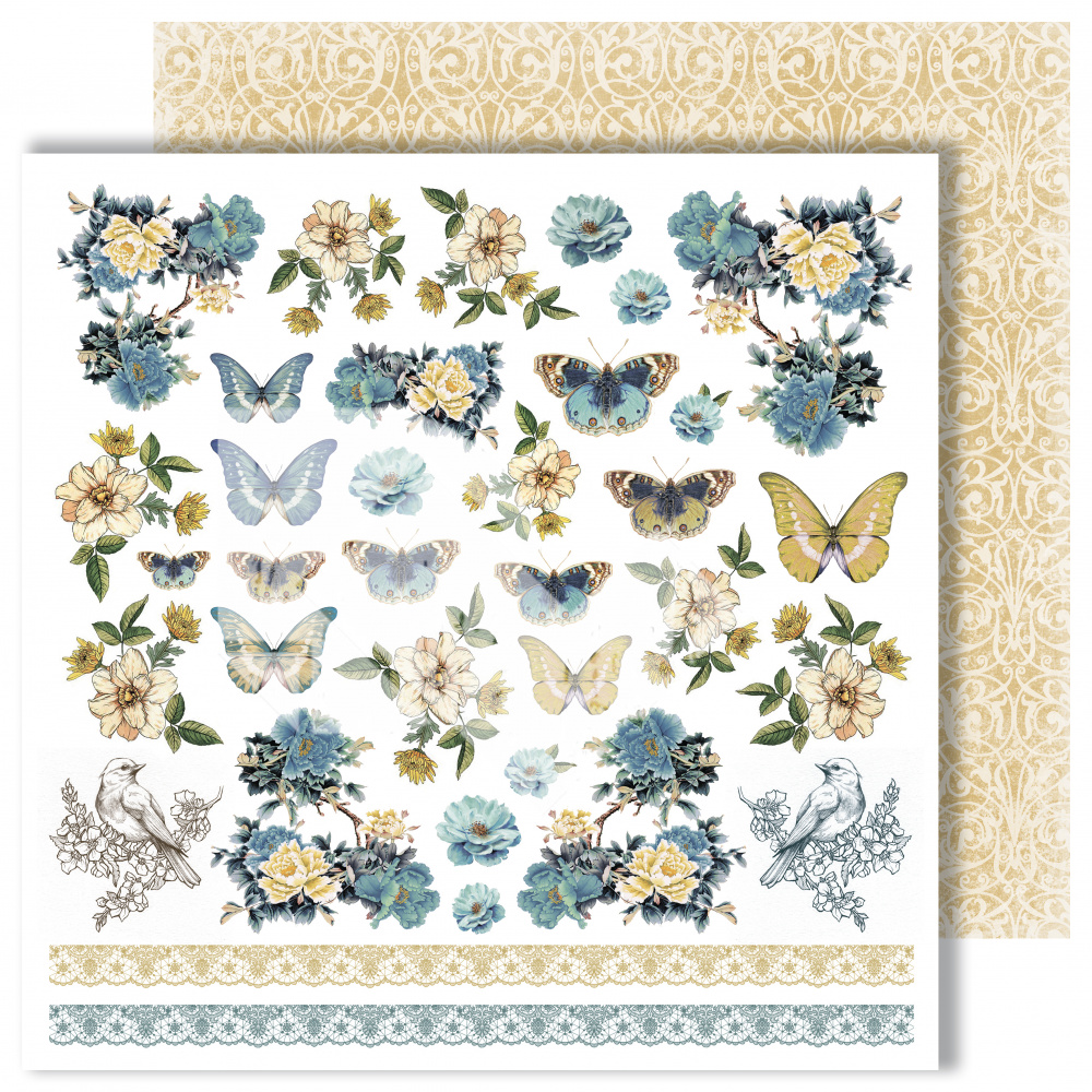 картинка Лист для вырезания "Butterfly" из коллекции "Dreams come true", 30,5х30,5 см, пл. 250 г/м от магазина Компания+