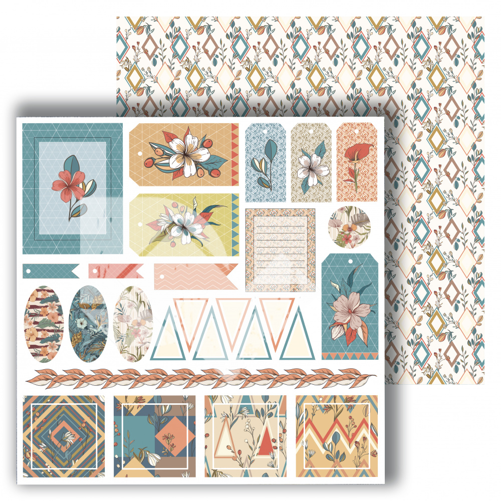 картинка Лист для вырезания "Карточки" из коллекции "Exotic Flowers", 30,5х30,5 см, пл. 250 г/м от магазина Компания+