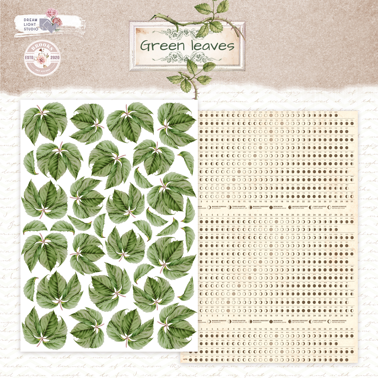 картинка Набор для вырезания  "Green leaves" DB0020-cut2, A5, 18 двусторонних листов, пл. 190 г/м2 от магазина Компания+