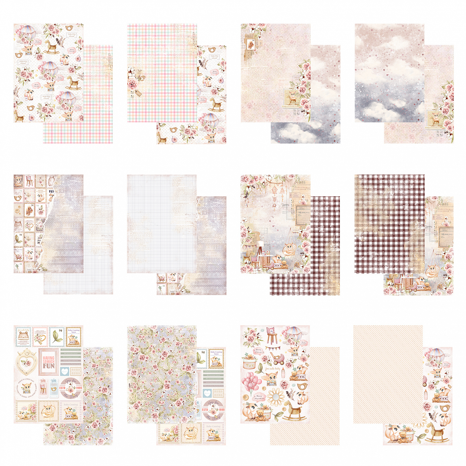картинка Набор бумаги  "Sweet & cute" DB0008-A4, A4, 12 двусторонних листов, пл. 190 г/м2 от магазина Компания+