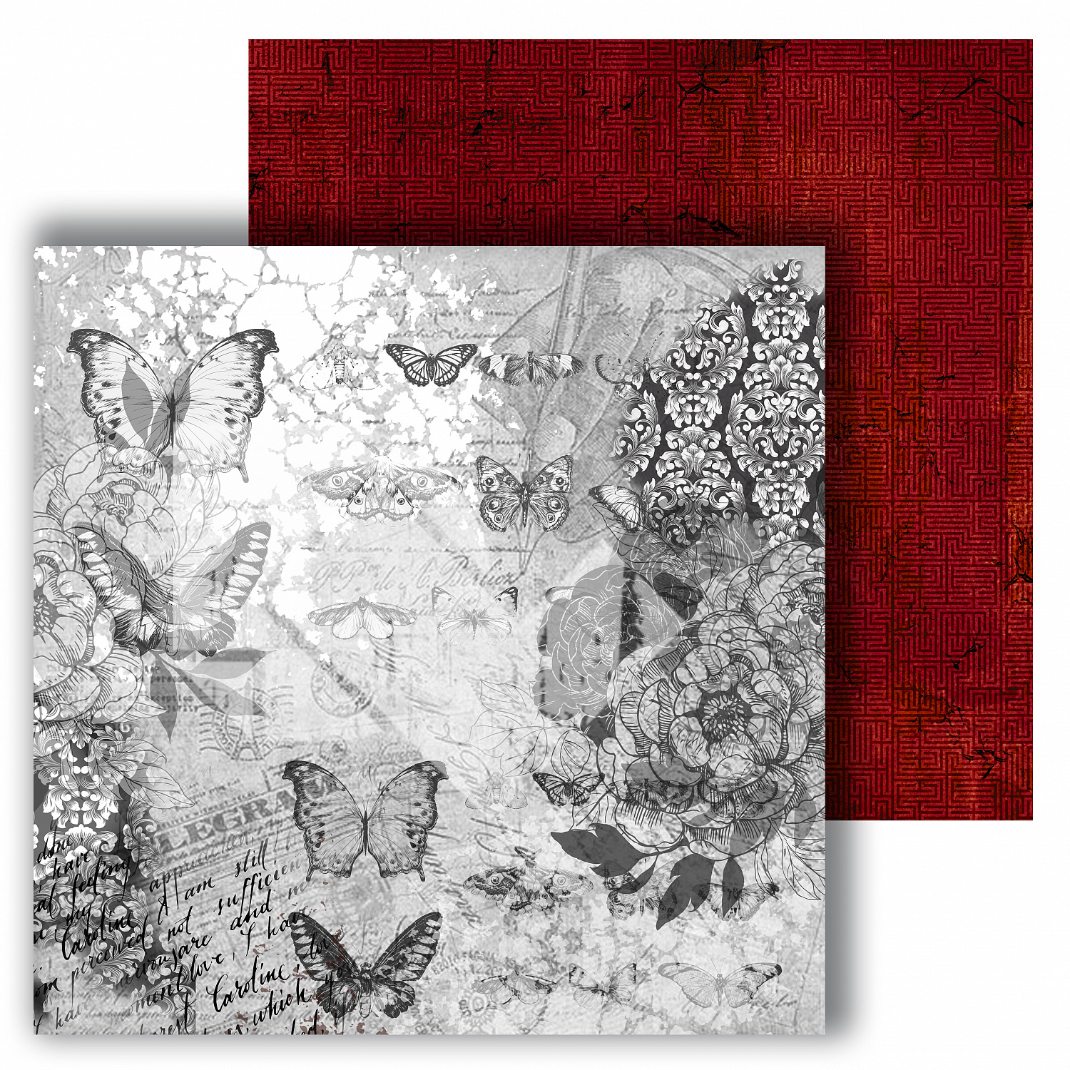 картинка Набор бумаги  "On the wings of Mystery" DL0014-00, 30,5х30,5 см, 12 двусторонних листов, пл. 250 г/м2 от магазина Компания+